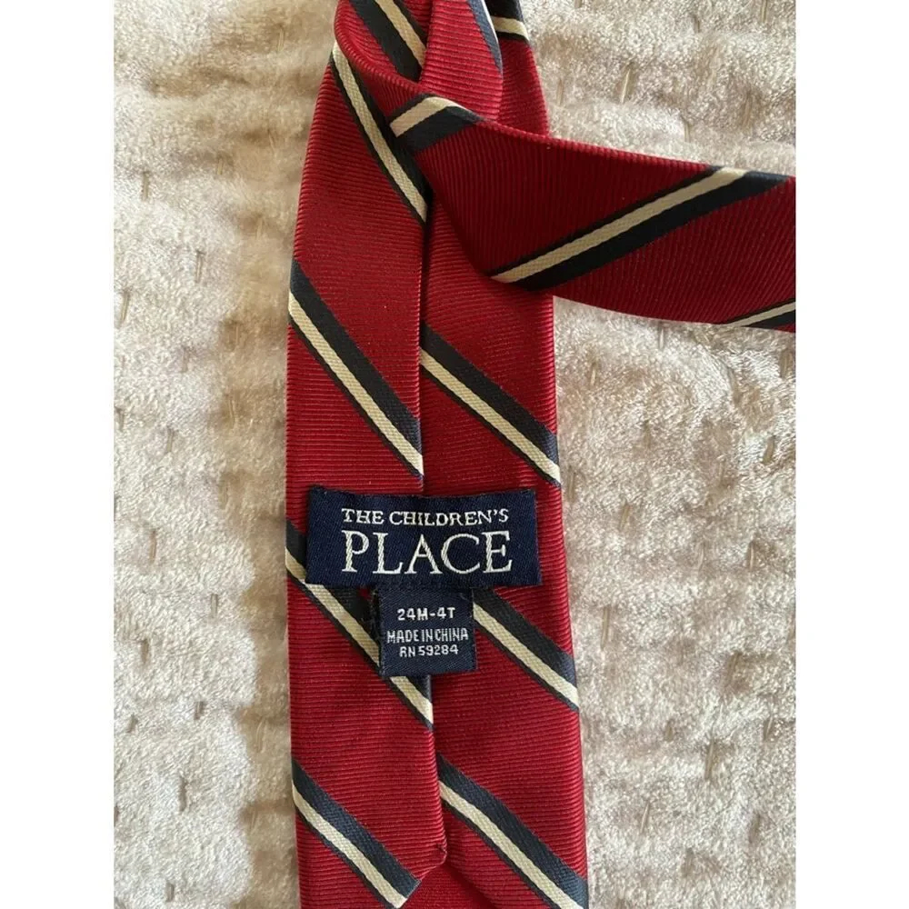 The Children's Place Boys Red Striped Adjustable Clip-On Tie